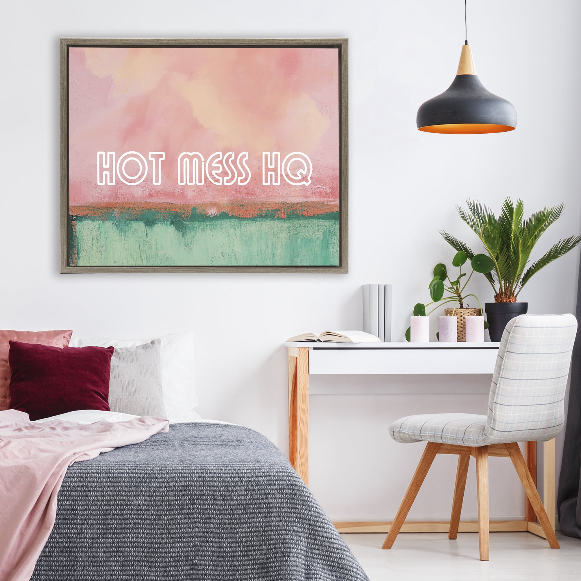 Stupell Industries Hot Mess Headquarters Brown Framed Floater Canvas Wall Art, design by Gina Kelly