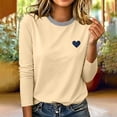 thumbnail image 5 of Zormilly Long Sleeve Shirts for Women Striped Crew Neck Casual Plus Size Blouses Heart Printed Fashion Loose Fall Outfits, S-5XL, 5 of 6