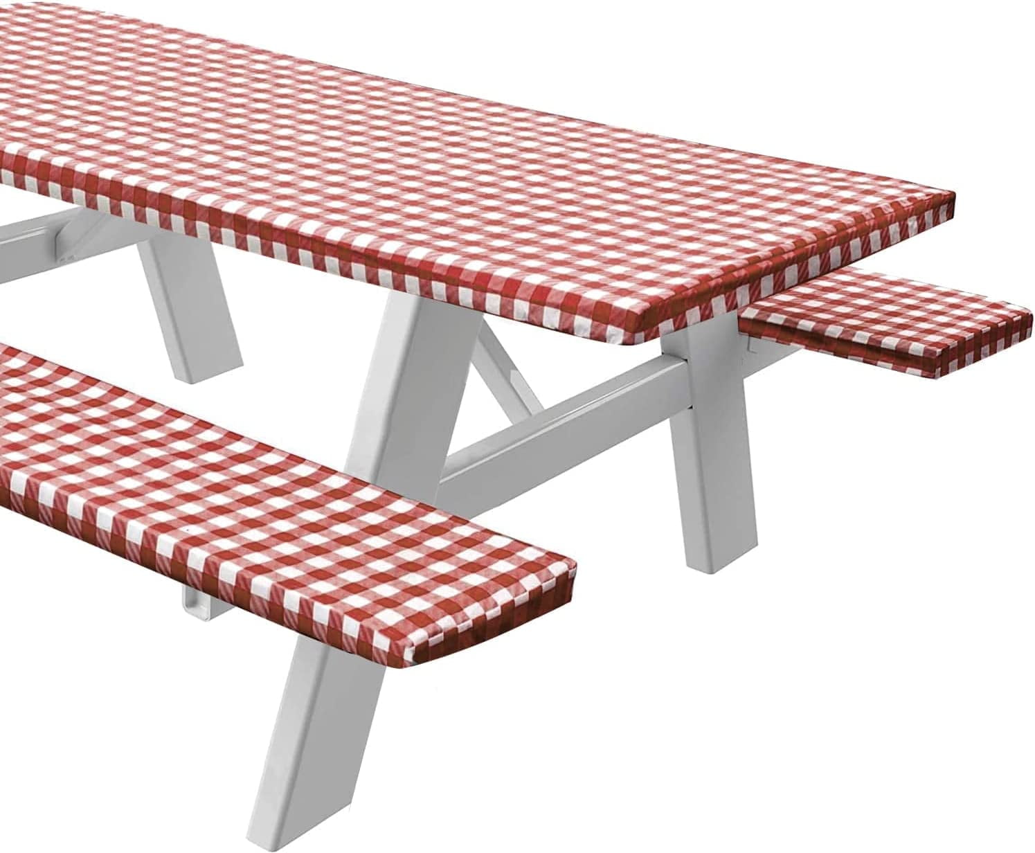 Sorfey Rectangle Fitted Picnic Table Cover with Bench Covers, Burgundy