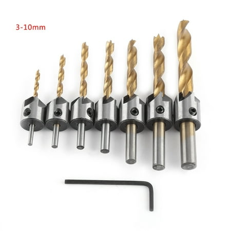 

clearance Countersink Drill Bit Carpentry Woodworking Boring Tool Round Shank With Hex Key(7pcs 3-10mm)