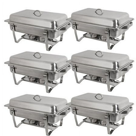 ZENY 8 Quart Rectangular Stainless Steel Chafing Dishes (Set of 6)
