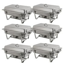 ZENY 8 Quart Rectangular Stainless Steel Chafing Dishes (Set of 6)