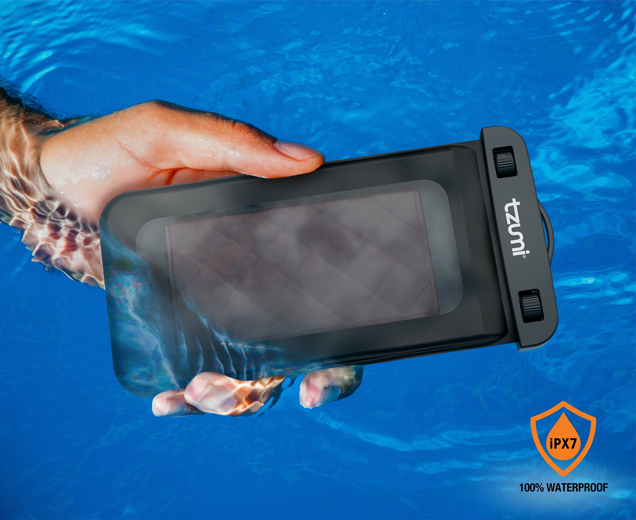 Tzumi AquaPocket Touch – Universal Waterproof Smartphone Case with Neck Strap for iPhone, Galaxy, and More