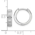 thumbnail image 3 of Finest Gold Sterling Silver Polished Rhodium-Plated CZ Hinged Hoop Earrings, 3 of 3