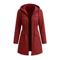 thumbnail image 6 of vdgthytj Rain Jacket Women Long Sleeve Full Zip Waterproof Elastic Waist Hooded Jackets Fall Outdoor Hiking Travel Outerwear with Pockets(XX-Large,Red), 6 of 8