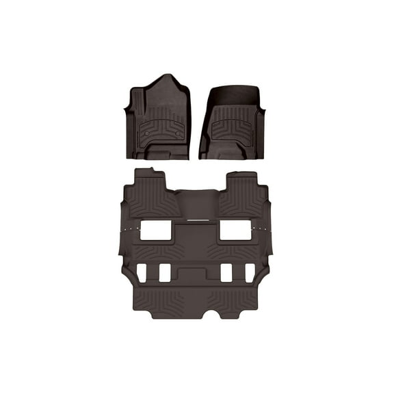 WeatherTech FloorLiner HP Custom Fit Floor Mats compatible with Tahoe, Yukon - Complete Set (1st Row, Two Piece - 2nd & 3rd Row), Cocoa