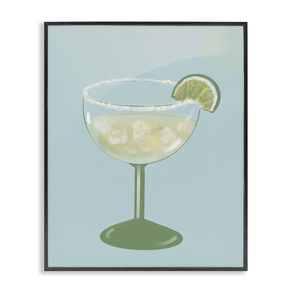 Stupell Industries Margarita Glass over Blue Black Framed Giclee Art, design by Robin Maria