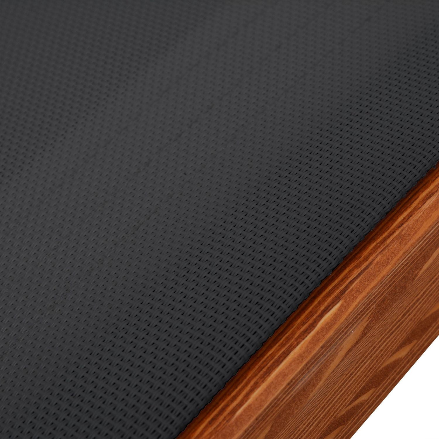 Outdoor Cedar Wood Patio Lounge Daybed with Black Textilene Fabric & Canopy