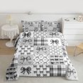 thumbnail image 2 of Homewish Grey Chic Ribbon Full Size Comforter Sets for Teens, Princess Bow-tie Bedding Comforter Set, Modern Fashion Checkered Plaid Reversible Bedding Sets, Ultra Soft Bedroom Decor, 3 Pieces, 2 of 8