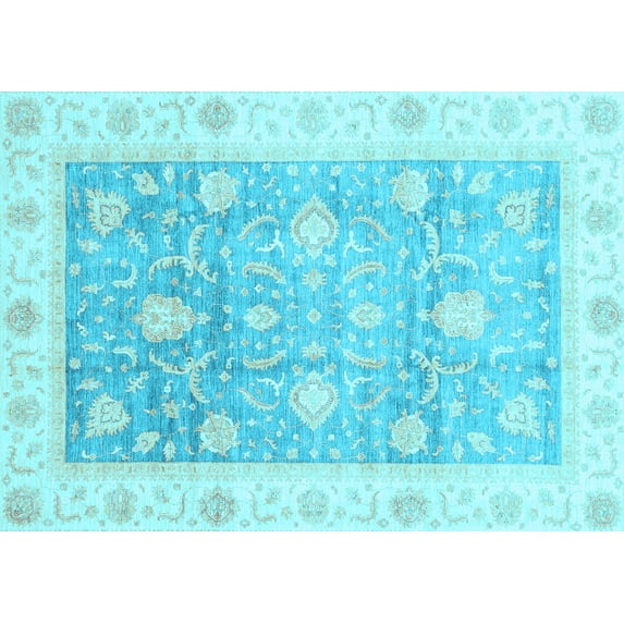 Ahgly Company Indoor Rectangle Oriental Light Blue Traditional Area Rugs, 8' x 12'