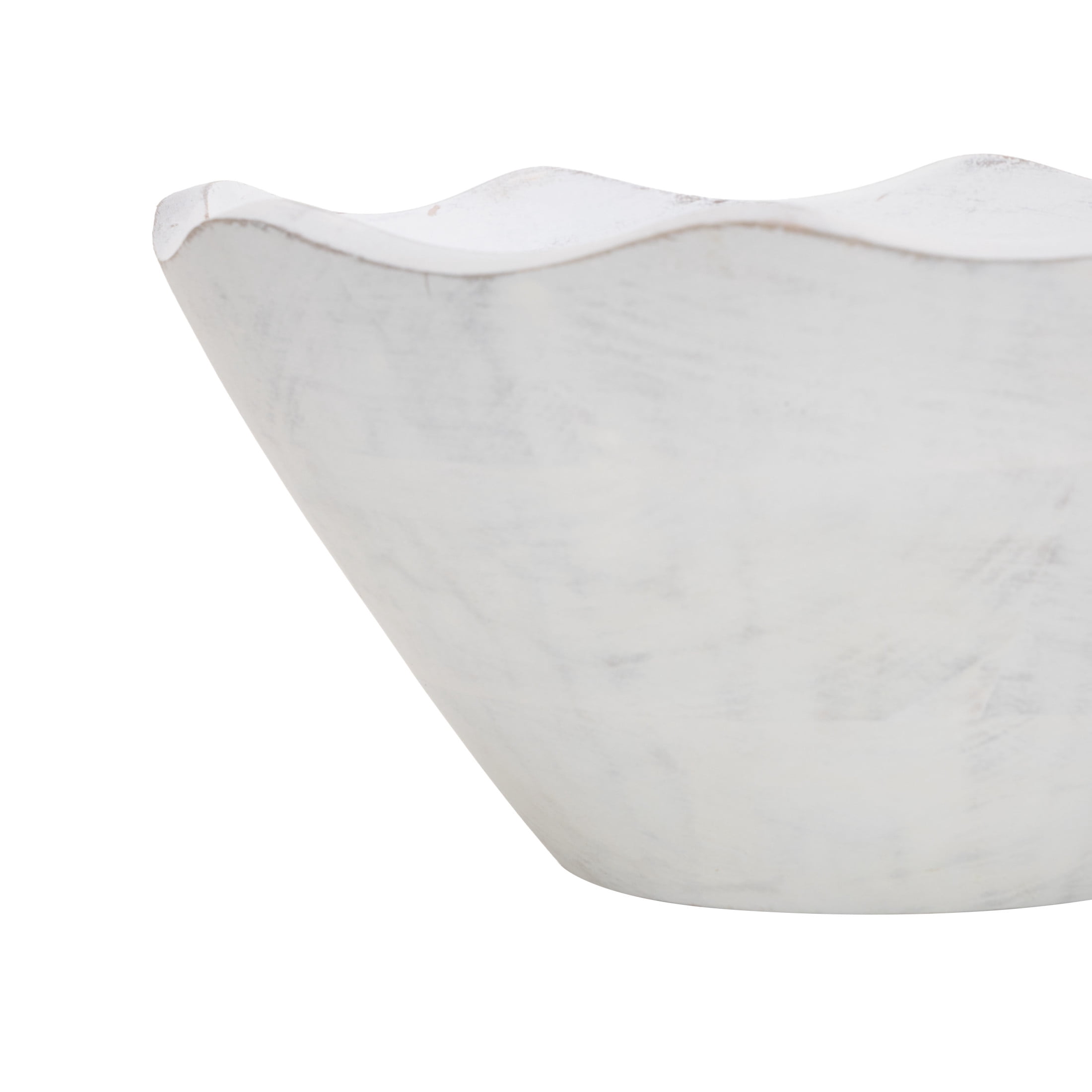 DecMode 12", 9", 6"W Handmade Round Floral White Mango Wood Decorative Bowl, Set of 3