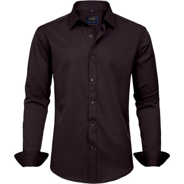 J.VER Camisas de vestir para hombre, camisa formal de manga larga, elástica, sin arrugas, informal, con botones