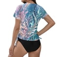 thumbnail image 5 of WTOBBY Women's Floral Design Short Sleeve Sun Swimsuit Lightweight Adjustable Lace-Up Swimsuit Top for Summer Water Activities Cover Up and Casual Beach Fashion with Comfort,Sky Blue L, 5 of 5