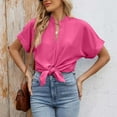 thumbnail image 5 of Afdoent Womens Blouses Women Casual Fashion Solid V Neck Short Sleeve Button Loose Shirt Blouse Top Shirt For Women Fashion, 5 of 9