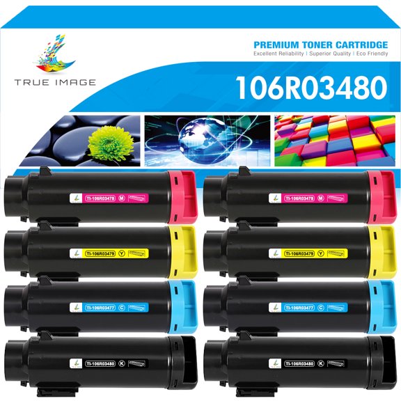 True Image 8-Pack Compatible Toner Cartridge for Xerox 106R03480 Phaser 6510N 6510DNM 6510DNI WorkCentre 6515N 6515DNM 6515DNI Printer (2*Black,2*Cyan,2*Magenta,2*Yellow)