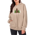 thumbnail image 4 of 2025 Christmas Baggy Hoodies Ladies Letter Print Graphic Sweatshirt with 2 Pockets Casual Pullover Tops Loose (S, Khaki 01), 4 of 6
