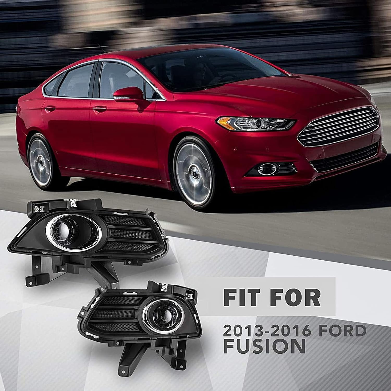 2PCS Fog Lights Assembly for 2013 2014 2015 2016 Ford Fusion,Smoked Lens