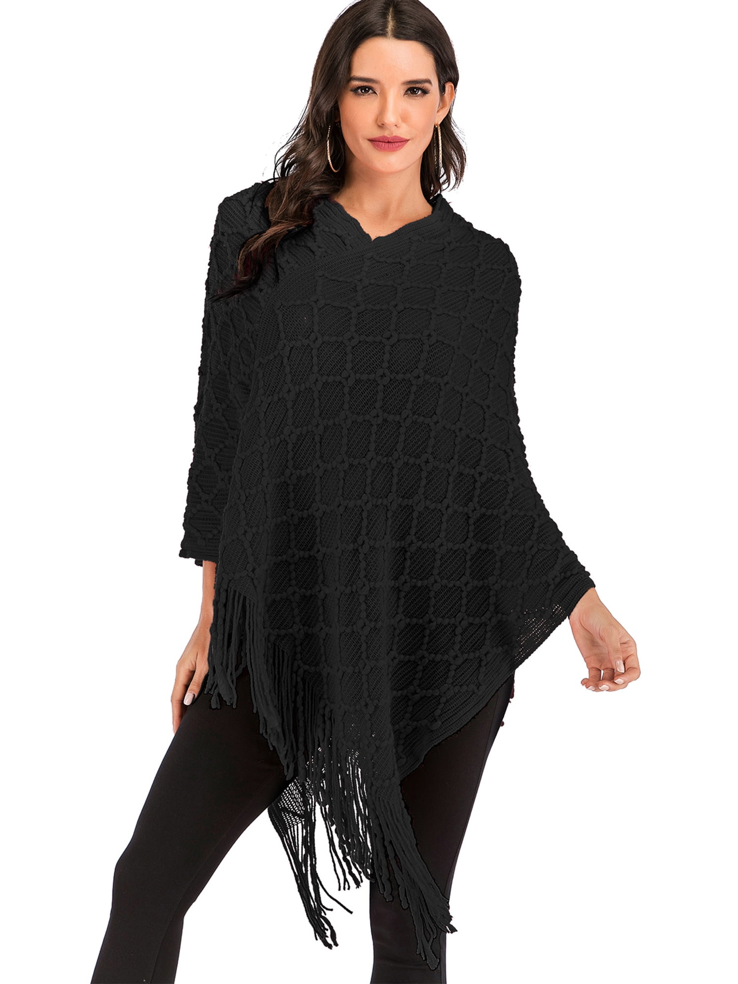 SAYFUT SAYFUT Womens Chic Asymmetrical Crochet Knitting Batwing