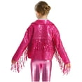 thumbnail image 2 of renvena Girls Disco Dance Jackets Sequins Fringed Long Sleeve Open Front Cardigan Birthday Party Tops Hot Pink 12, 2 of 7