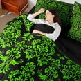 thumbnail image 4 of Manfei Green Damask Flower Bedding Comforter Set 7 Pieces, Tribal Hippie Mandala Full Bedding Set, Teen Adult Female Man Reversible Fitted Sheet Flat Sheet, Super Cozy Room Decor, 4 of 7
