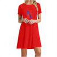thumbnail image 1 of RT5YKing Robe Décontractée Mode Printemps Été Jour de l'Indépendance Manches Courtes Col Rond Mi-Mollet Robes pour Femmes 2023, 1 of 4