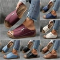 thumbnail image 5 of Comfortable Arch Support Slides Women's Solid Color Sandals Breathable Summer Orthotic Leather Platform Wedge Sandals Slip on Women All Day Walking Casual Sandal, 5 of 8