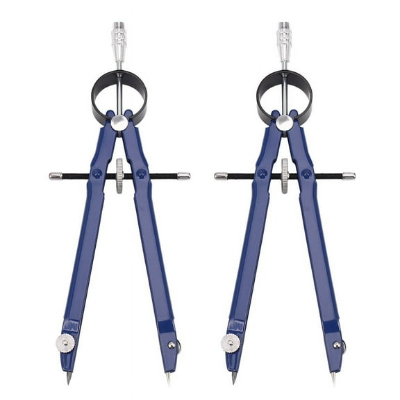 2 Pack Drafting Compass with Lock Bow Compass Drawing Metal Compass with Wheel Geometry Compass Bow Divider Student Compass for Art School Office
