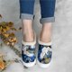 thumbnail image 4 of Zapatos de lona de corte bajo de fondo plano para mujer Zapatillas de algodón antideslizantes planas informales versión perezosa de un pie Wmkox8yii hj789, 4 of 6