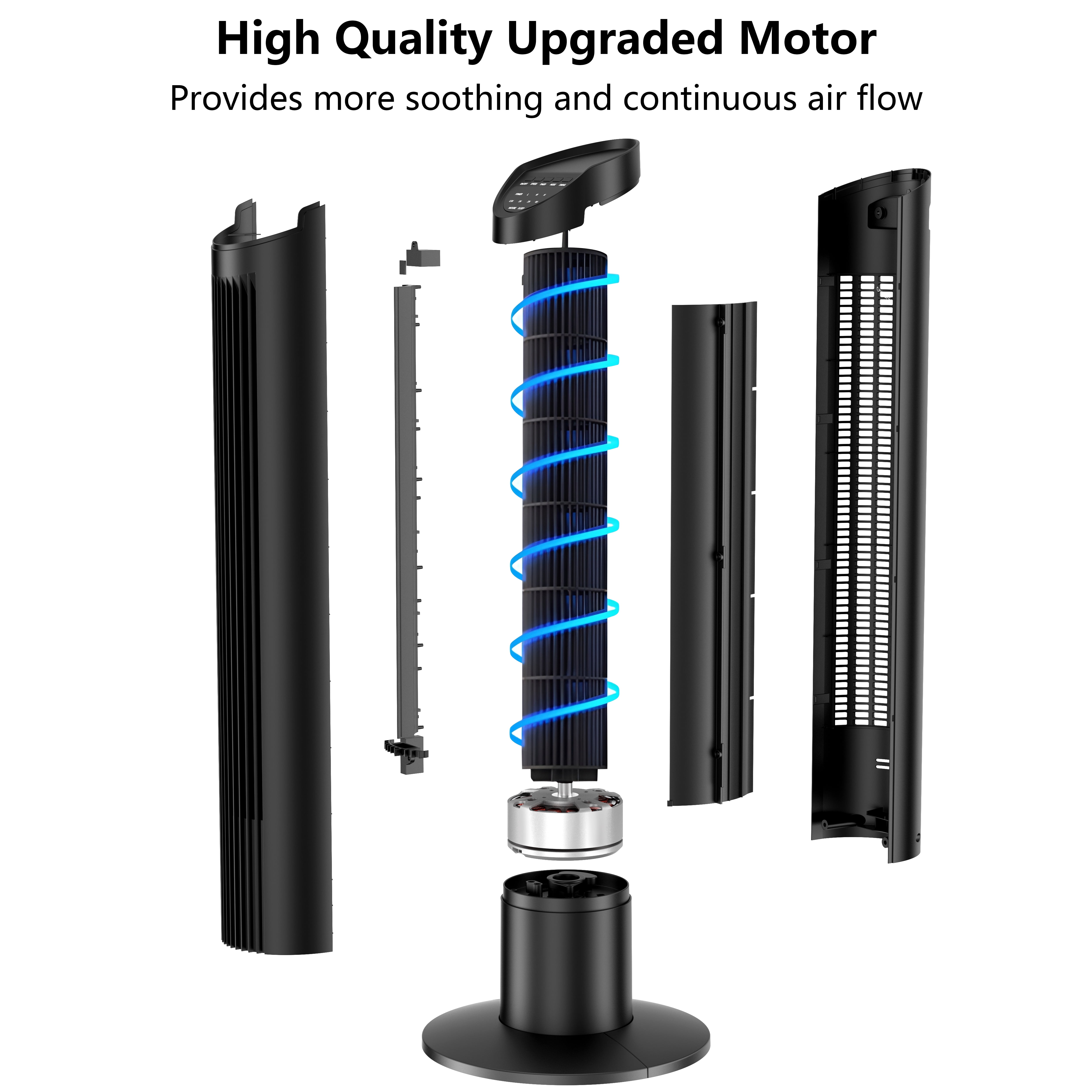 SUGIFT Tower Fan for Home, 35" Standing Floor Fan with Remote, 60 Oscillating Fan, 3 Speeds, 3 Modes, 8H Timer, Quiet Bedroom Fan