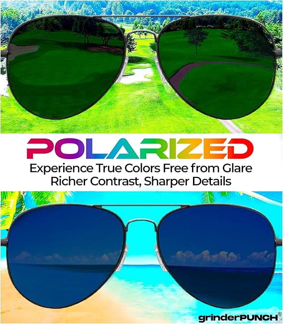 grinderPUNCH Big XL Wide Frame Extra Large Aviator Sunglasses Oversized  For Men Women UV Protection