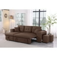 thumbnail image 6 of Devion Furniture 95" Wide Reversible Fabric Sofa Bed & Chaise&Ottoman and designed arm-Color:Brown, 6 of 6