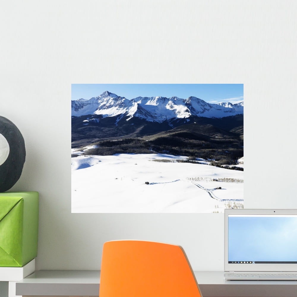 Snowy Colorado Mountain Landscape Wall Mural Decal Sticker, Wallmonkeys