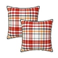 thumbnail image 1 of DouZhe Velours Décoratif Coussin Couvre Ensemble de 2, Cushion Cover Carré Doux avec Fermeture Éclair Invisible Rouge Lignes de Grille Écossaise Impression, 16 "X 16", 1 of 6