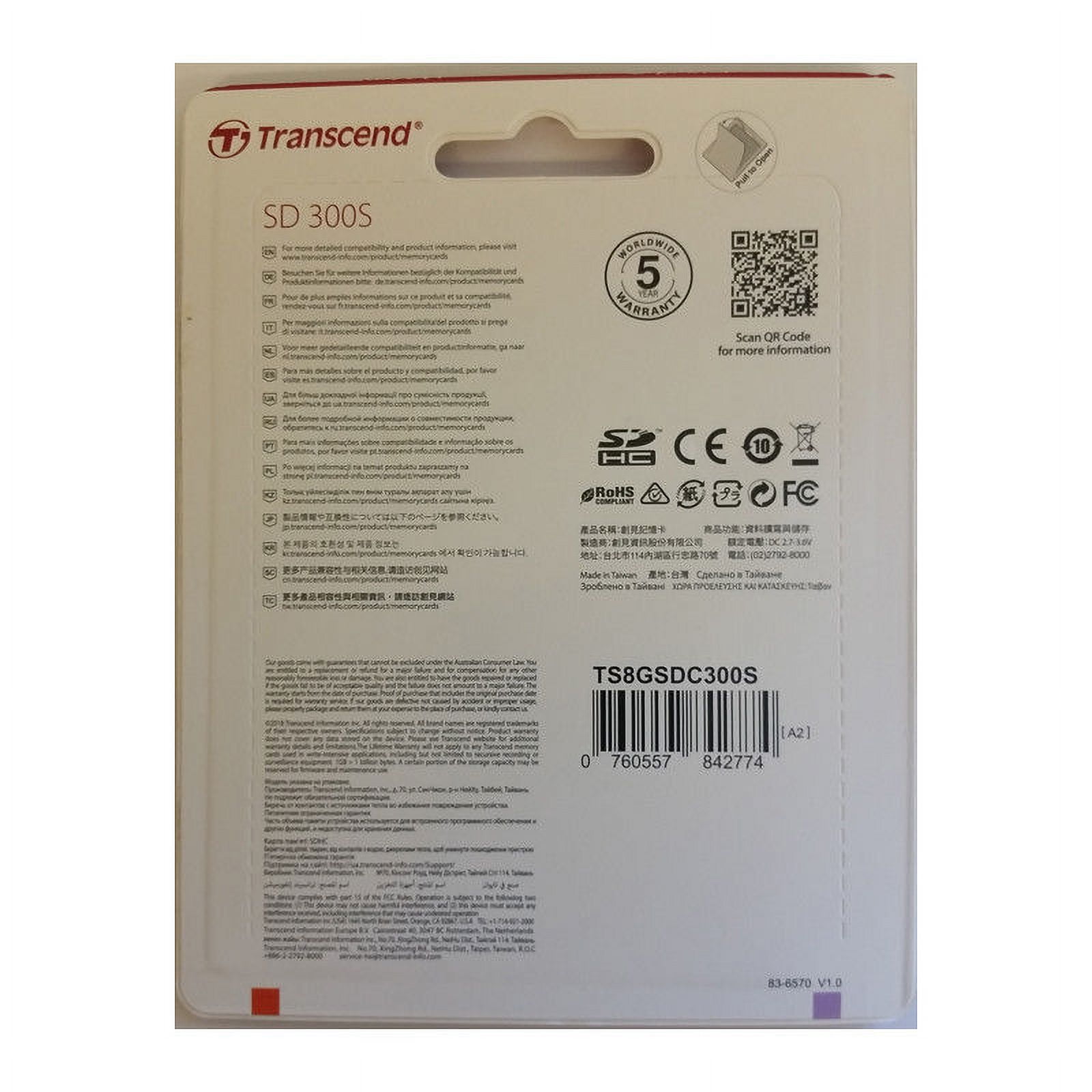Transcend TS8GSDC300S 8gb Sd Card Class10 300s