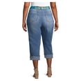 thumbnail image 3 of Alivia Ford Women's Plus Size Roll Cuff Denim Capri Jeans with Printed Belt, 3 of 7