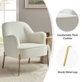 thumbnail image 6 of Tina's Home Mid-Century Modern Velvet Upholstered Accent Chair Metal Legs Curved Backrest Lounge Home Armchair Bedroom Ivory, 6 of 8