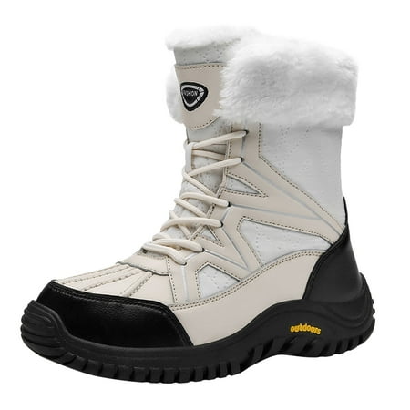 

ZIZOCWA Kickers Shoes For Women Winter Jackets Women Fashion Women Winter Boots Waterproof Warm Lined Ladies Snow Boots Fashion Mid Carf Leather Duck Boots Lace Up Really Warm Boots Women