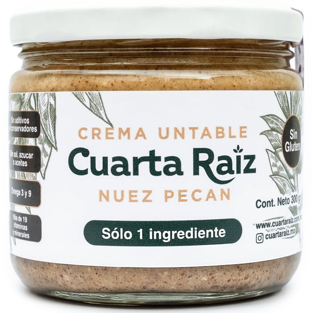 Crema de Nuez Pecan 100% Natural - Artesanal, Sin Azúcar, Vegana, Sin Gluten Keto y Sin Conservadores - Ideal para Pan, Postres y Smoothies - 300g