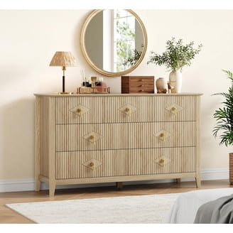 armada 6 drawer dresser with gold knobs Ameriwood Home Chapel Hill 6 Drawer Wide Dresser, White with Light Brown  Woodgrain Top