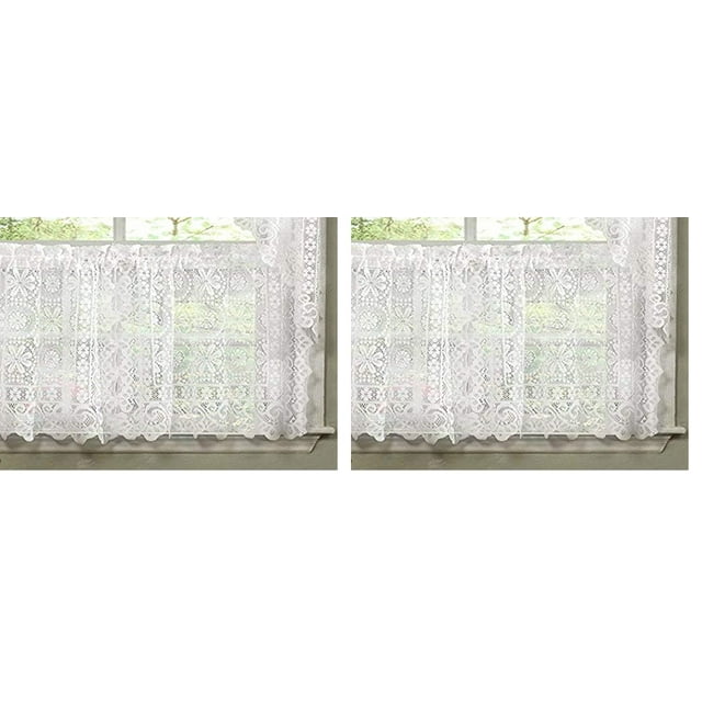 Cortina de cocina Sweet Home Collection Hopewell White x2