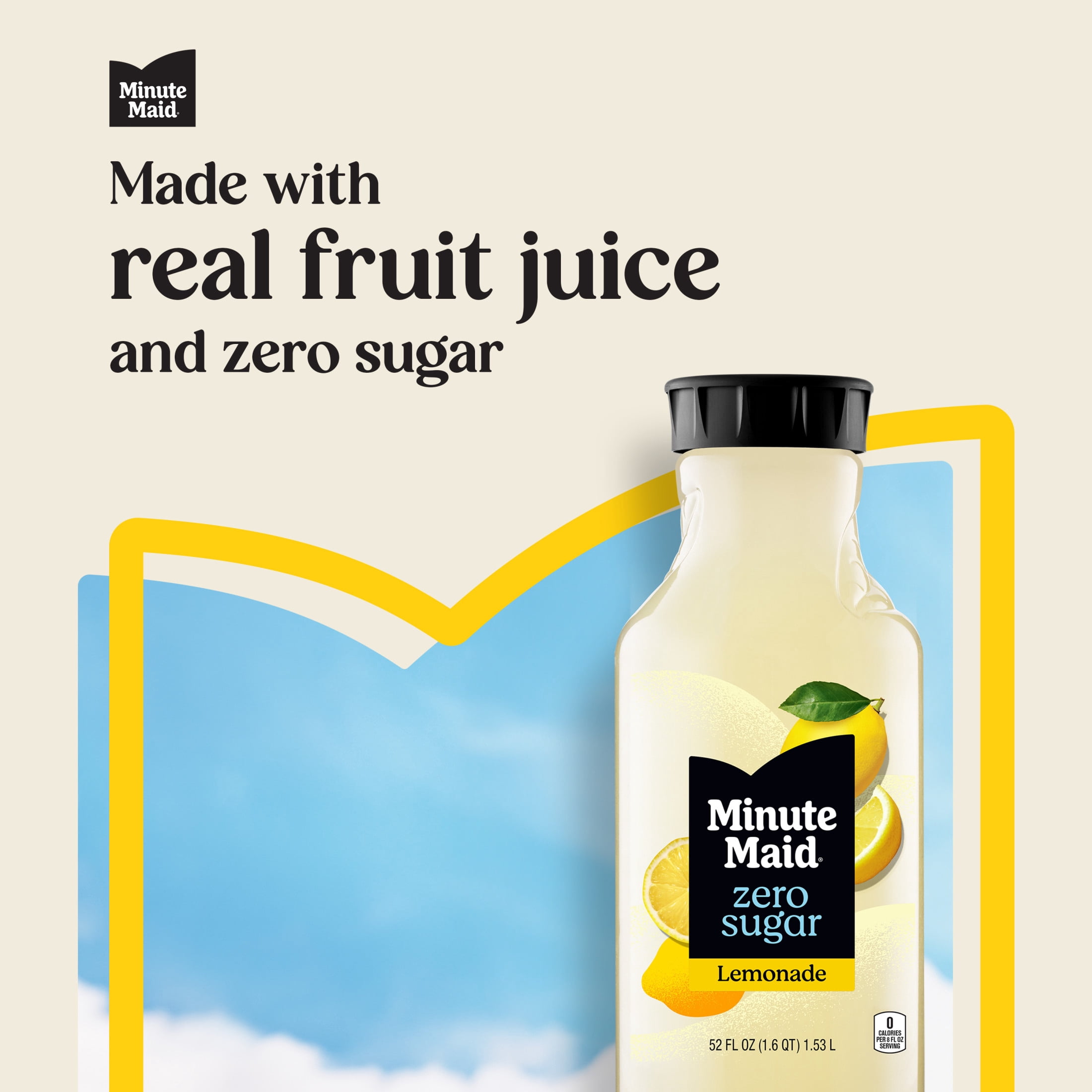 Minute Maid Zero Sugar Lemonade Bottle, 52 fl oz