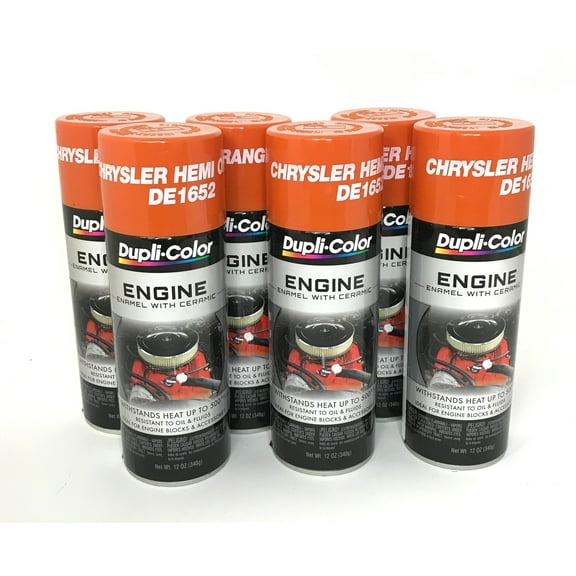 Duplicolor DE1652-6 PACK CHRYSLER HEMI ORANGE Engine Enamel with Ceramic - 12 oz Aerosol Can