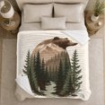 thumbnail image 5 of Rustic Forest Bear Mountain Pinecone Illustration, Peaceful Mountain Lake Scene, Warm Flannel Blanket for Cabin and Lodge, Outdoor Lovers person's Day Gift, Artistic Home Decor, 5 of 9