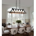 thumbnail image 5 of Q&S Rustic Kitchen Island Linear Chandelier, Farmhouse Light Black & Retro Wood Finish,5-Light Industrial Metal Pendant Light, UL Listed, 5 of 9