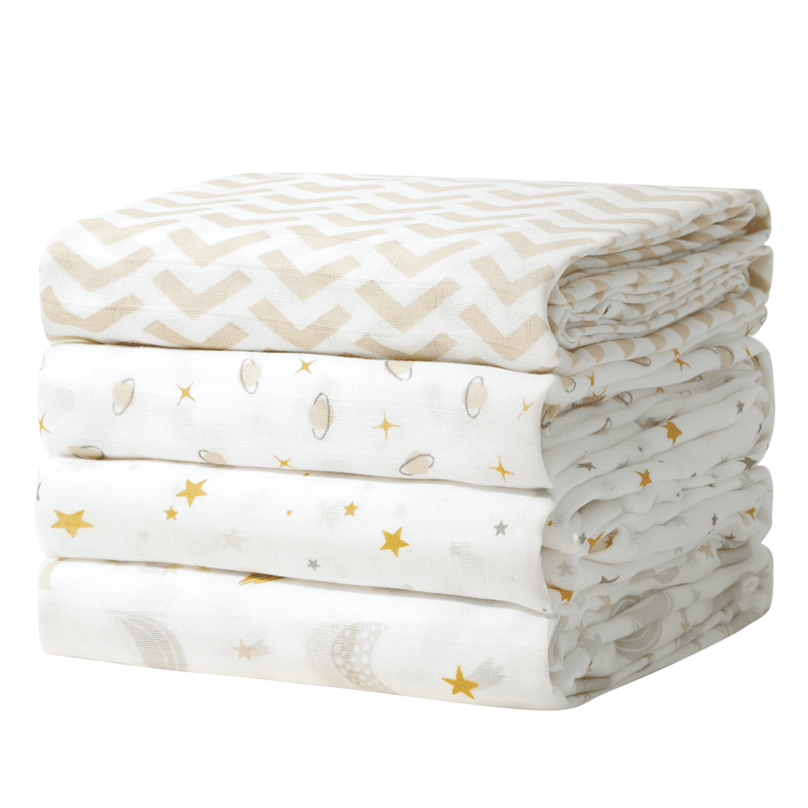 Momcozy Muslin Swaddle Blankets, 4 Pack, Breathable 2-Layer Gauze Large 47'' x 47'' Baby Swaddling Receiving Blanket Wraps for Newborn Boys Girls