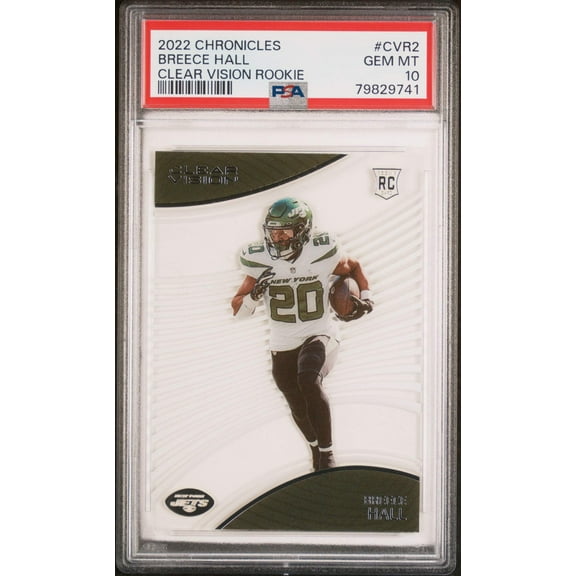 Graded 2022 Panini Chronicles Breece Hall #CVR2 Clear Vision Rookie RC Football Card PSA 10 Gem Mint