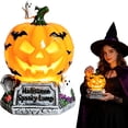 thumbnail image 2 of Xingjin Halloween Pumpkin Witch Hat LED Night Light, Resin Table Lamp with Warm Glow and Skeleton, Retro Spooky Decor for Home Indoor Party Desktop, 2 of 5