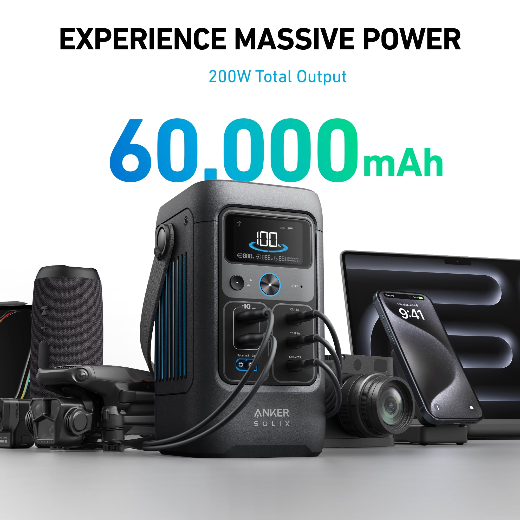 Anker SOLIX C200X DC Portable Power Station, 200W Solar Generator