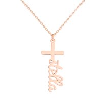 Personalized Planet Women's Personalized Lowercase Script Name Cross Necklace