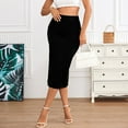 thumbnail image 4 of MIXUE Skirts For Women Summer Solid Color Elastic High Waist A Line Midi Casual Bodycon Maxi Skirt Daily-Wear,Black,XL, 4 of 7